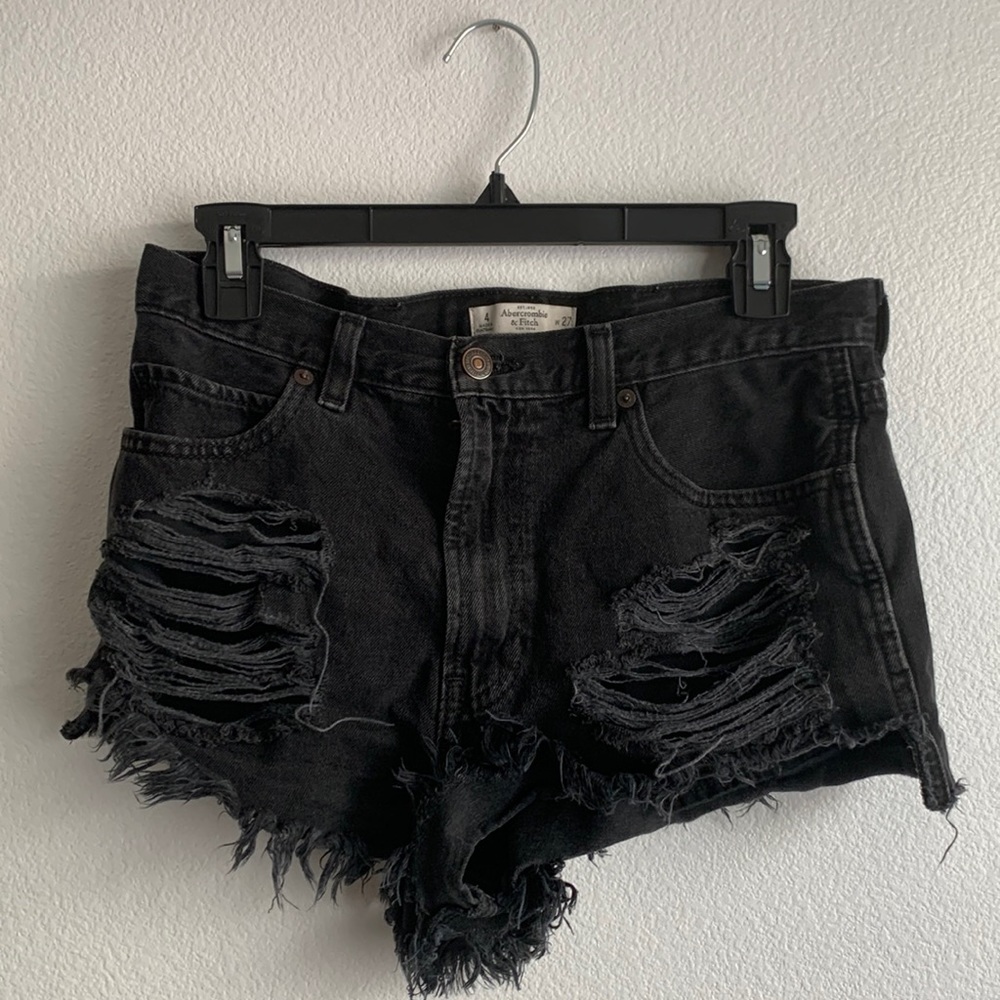 Abercrombie and Fitch faded black distressed shorts size 4